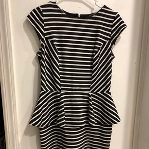 Black and White Striped Body Com Dress